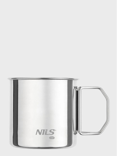 NILS CAMP Zestaw 4 kubków turystycznych 4 x 300 ml składane uchwyty stal nierdzewna