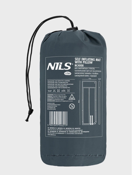 NILS CAMP Mata samopompująca 57x188cm NC4008 + zestaw naprawczy szara