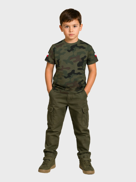 DOMINATOR URBAN COMBAT Koszulka dziecięca chłopięca t-shirt bawełna z flagami PL WZ.93 152