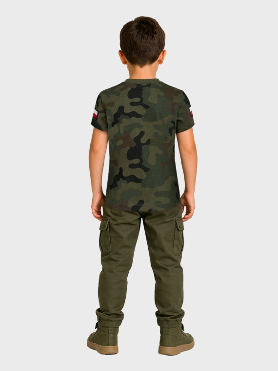 DOMINATOR URBAN COMBAT Koszulka dziecięca chłopięca t-shirt bawełna z flagami PL WZ.93 152