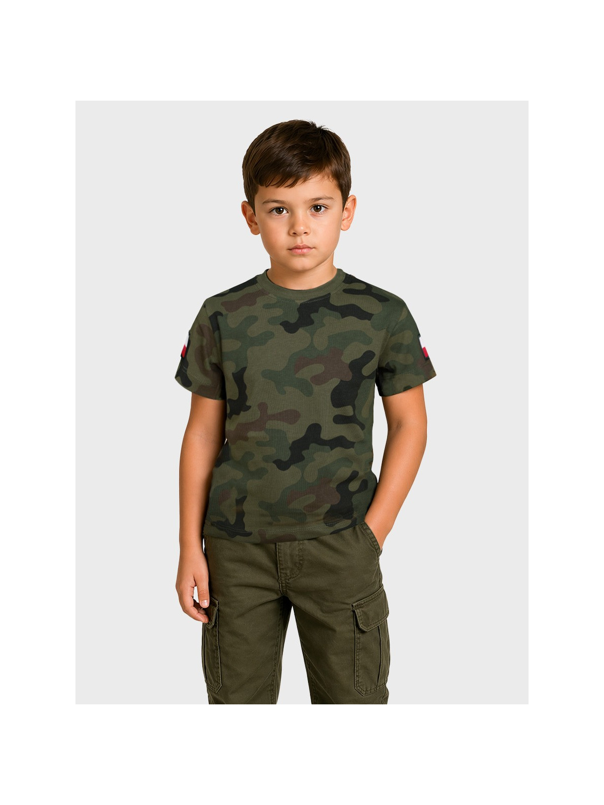 DOMINATOR URBAN COMBAT Koszulka dziecięca chłopięca t-shirt bawełna z flagami PL WZ.93 152