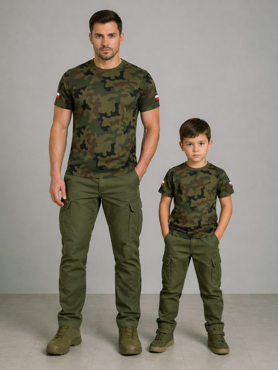 DOMINATOR URBAN COMBAT Koszulka dziecięca chłopięca t-shirt bawełna z flagami PL WZ.93 152