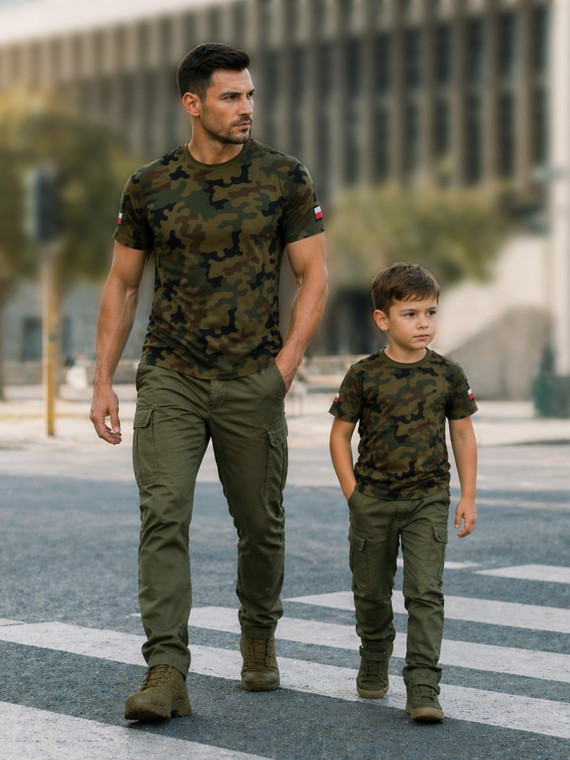 DOMINATOR URBAN COMBAT Koszulka dziecięca chłopięca t-shirt bawełna z flagami PL WZ.93 152