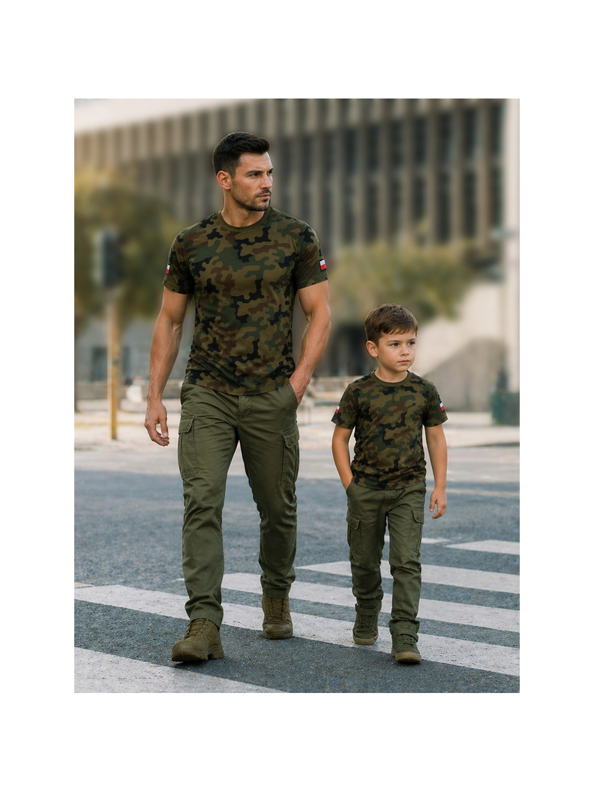 DOMINATOR URBAN COMBAT Koszulka dziecięca chłopięca t-shirt bawełna z flagami PL WZ.93 152
