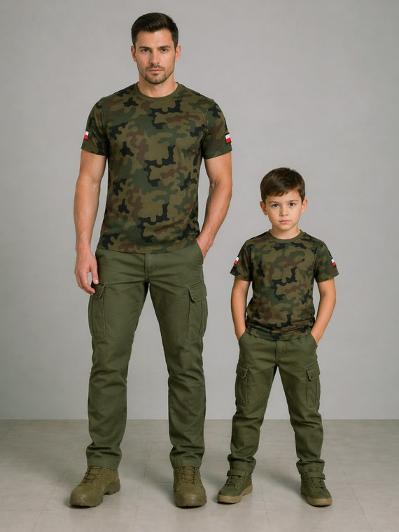 DOMINATOR URBAN COMBAT Koszulka męska bawełniana T-Shirt z naszywkami flagi PL WZ.93 3XL
