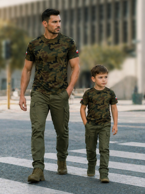 DOMINATOR URBAN COMBAT Koszulka męska bawełniana T-Shirt z naszywkami flagi PL WZ.93 3XL