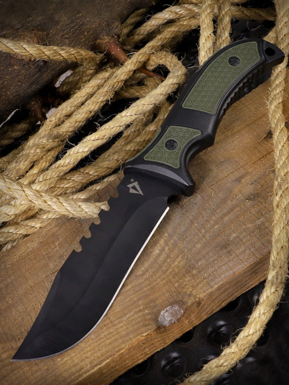 DOMINATOR URBAN COMBAT NÓŻ TAKTYCZNY WOJSKOWY MYŚLIWSKI BUSHCRAFT FUTERAŁ Czarno-zielony
