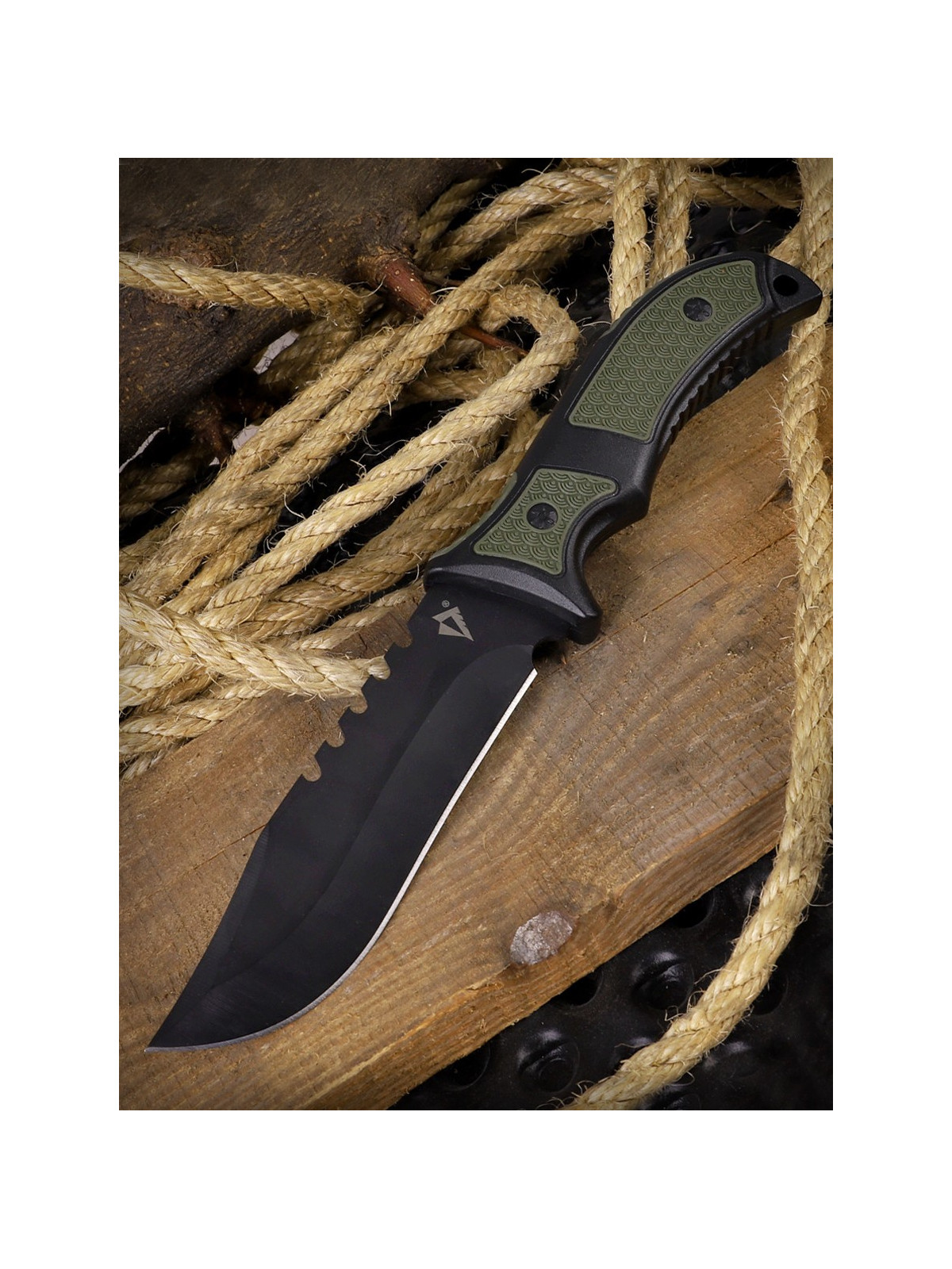 DOMINATOR URBAN COMBAT NÓŻ TAKTYCZNY WOJSKOWY MYŚLIWSKI BUSHCRAFT FUTERAŁ Czarno-zielony