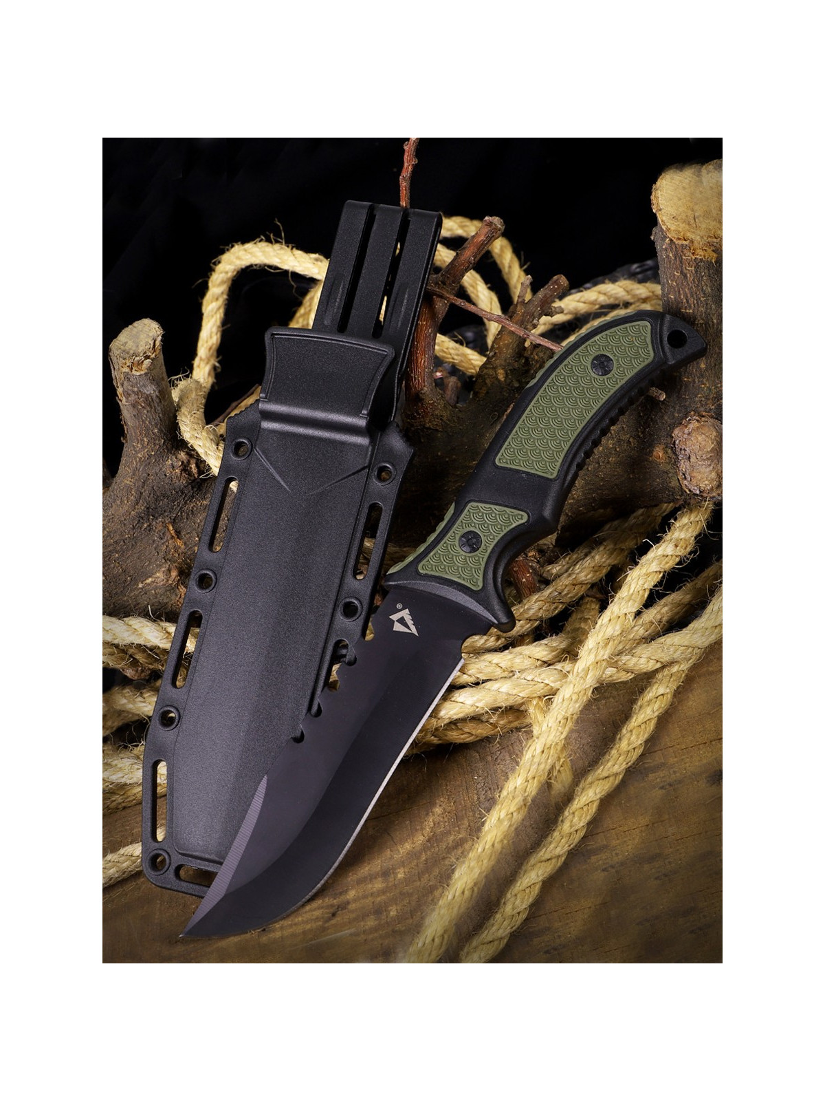 DOMINATOR URBAN COMBAT NÓŻ TAKTYCZNY WOJSKOWY MYŚLIWSKI BUSHCRAFT FUTERAŁ Czarno-zielony