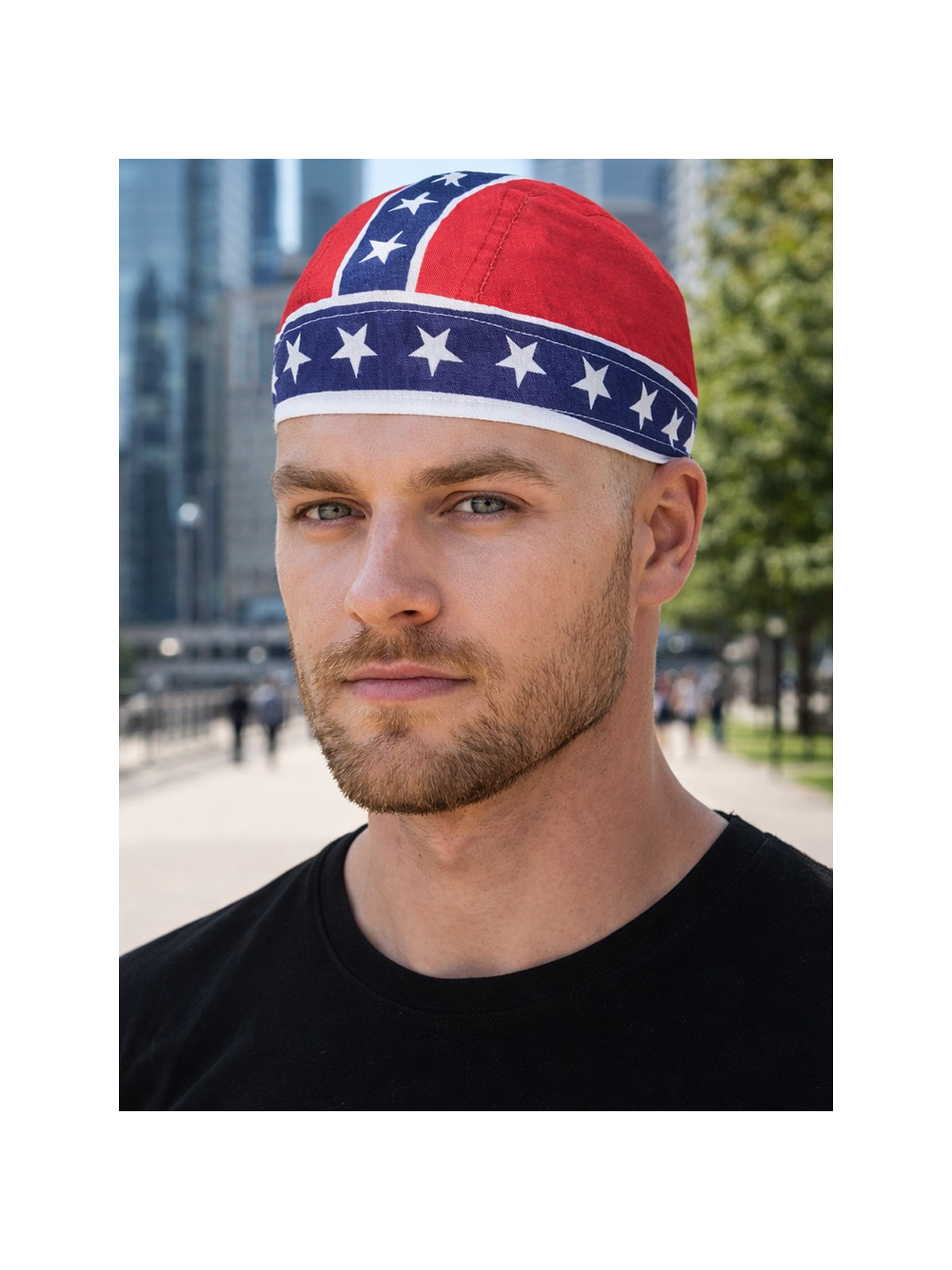 FOSTEX GARMENTS Chusta bandana bandama czapka Headwrap Blue Stripe Red Flag 