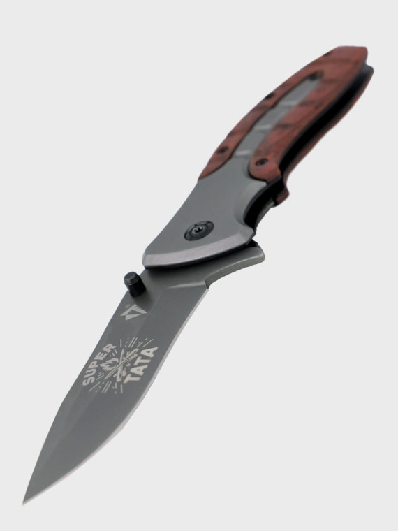 DOMINATOR URBAN COMBAT NÓŻ SKŁADANY SCYZORYK SPRĘŻYNOWY DREWNO GRAWER Ognisko SUPER TATA