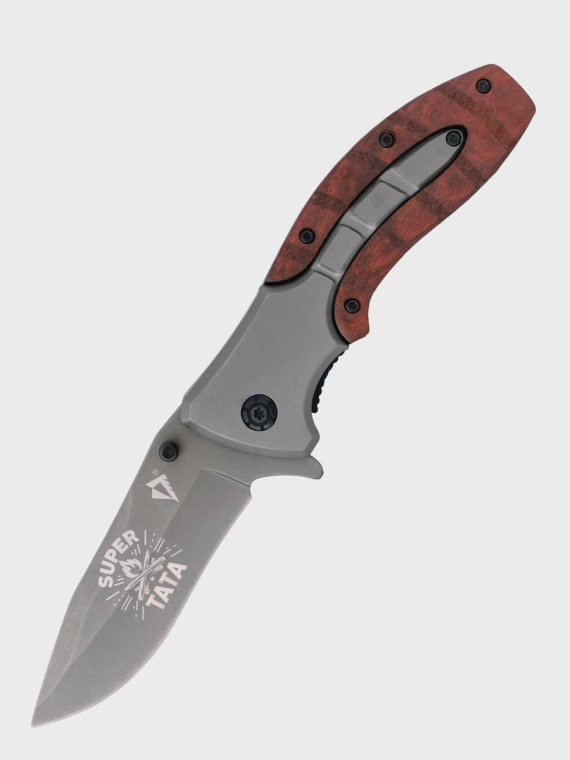 DOMINATOR URBAN COMBAT NÓŻ SKŁADANY SCYZORYK SPRĘŻYNOWY DREWNO GRAWER Ognisko SUPER TATA
