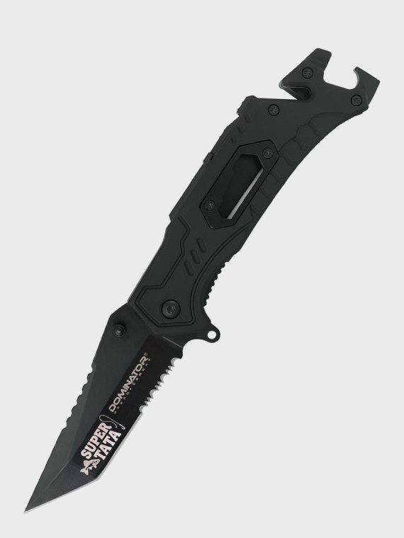 DOMINATOR URBAN COMBAT NÓŻ SKŁADANY TAKTYCZNY EDC Z KRZESIWEM GRAWER Ryba SUPER TATA