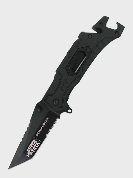 DOMINATOR URBAN COMBAT NÓŻ SKŁADANY TAKTYCZNY EDC Z KRZESIWEM GRAWER Ryba SUPER TATA