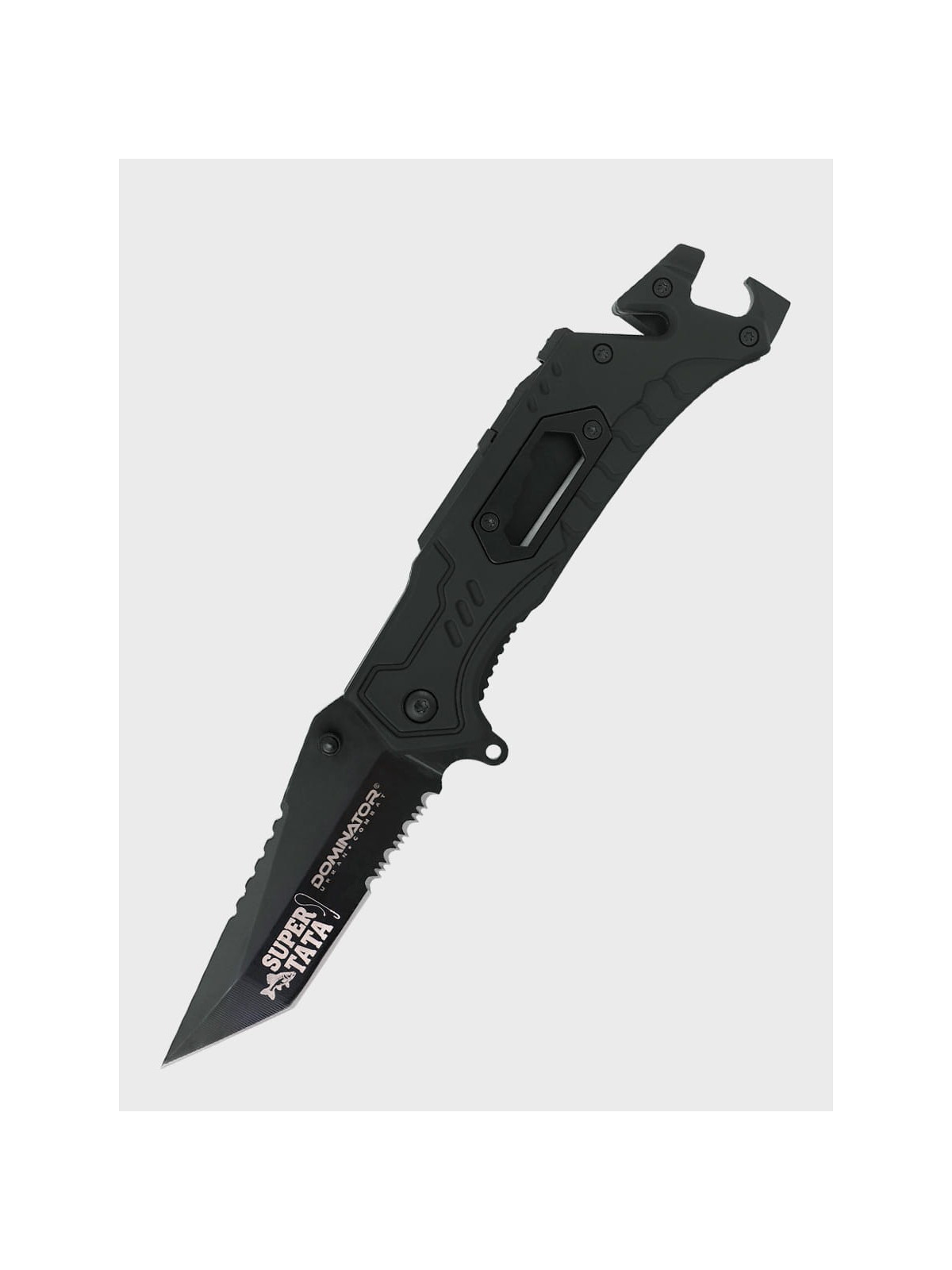 DOMINATOR URBAN COMBAT NÓŻ SKŁADANY TAKTYCZNY EDC Z KRZESIWEM GRAWER Ryba SUPER TATA