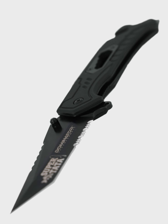 DOMINATOR URBAN COMBAT NÓŻ SKŁADANY TAKTYCZNY EDC Z KRZESIWEM GRAWER Ryba SUPER TATA