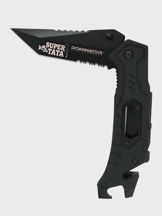 DOMINATOR URBAN COMBAT NÓŻ SKŁADANY TAKTYCZNY EDC Z KRZESIWEM GRAWER Ryba SUPER TATA
