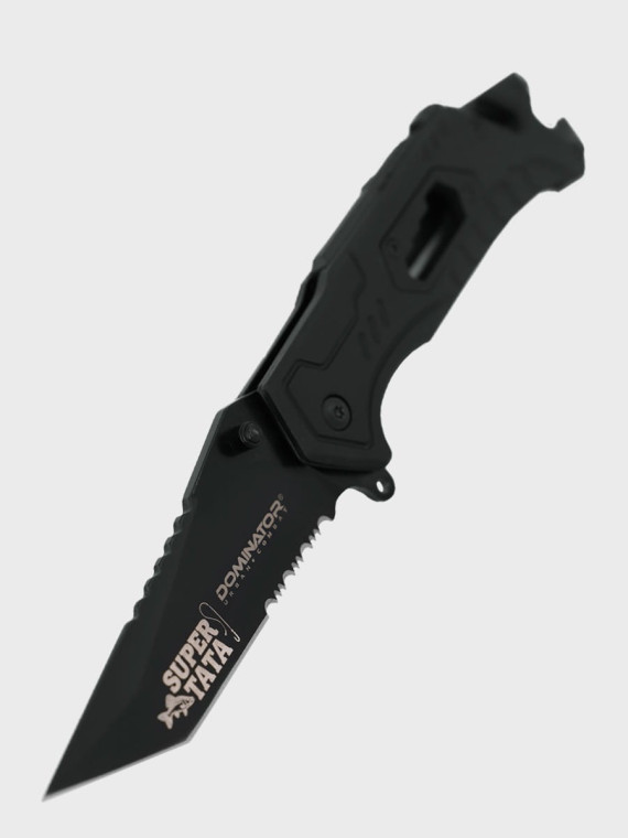 DOMINATOR URBAN COMBAT NÓŻ SKŁADANY TAKTYCZNY EDC Z KRZESIWEM GRAWER Ryba SUPER TATA