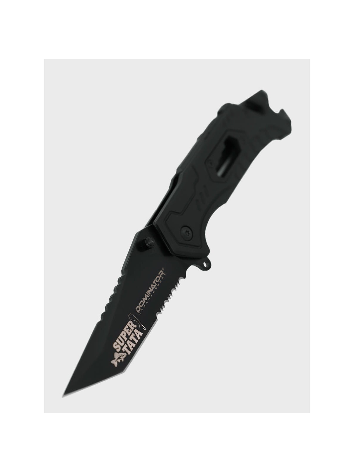 DOMINATOR URBAN COMBAT NÓŻ SKŁADANY TAKTYCZNY EDC Z KRZESIWEM GRAWER Ryba SUPER TATA
