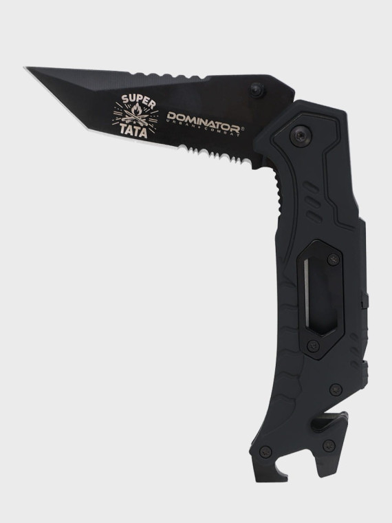 DOMINATOR URBAN COMBAT NÓŻ SKŁADANY TAKTYCZNY EDC Z KRZESIWEM GRAWER Ognisko SUPER TATA