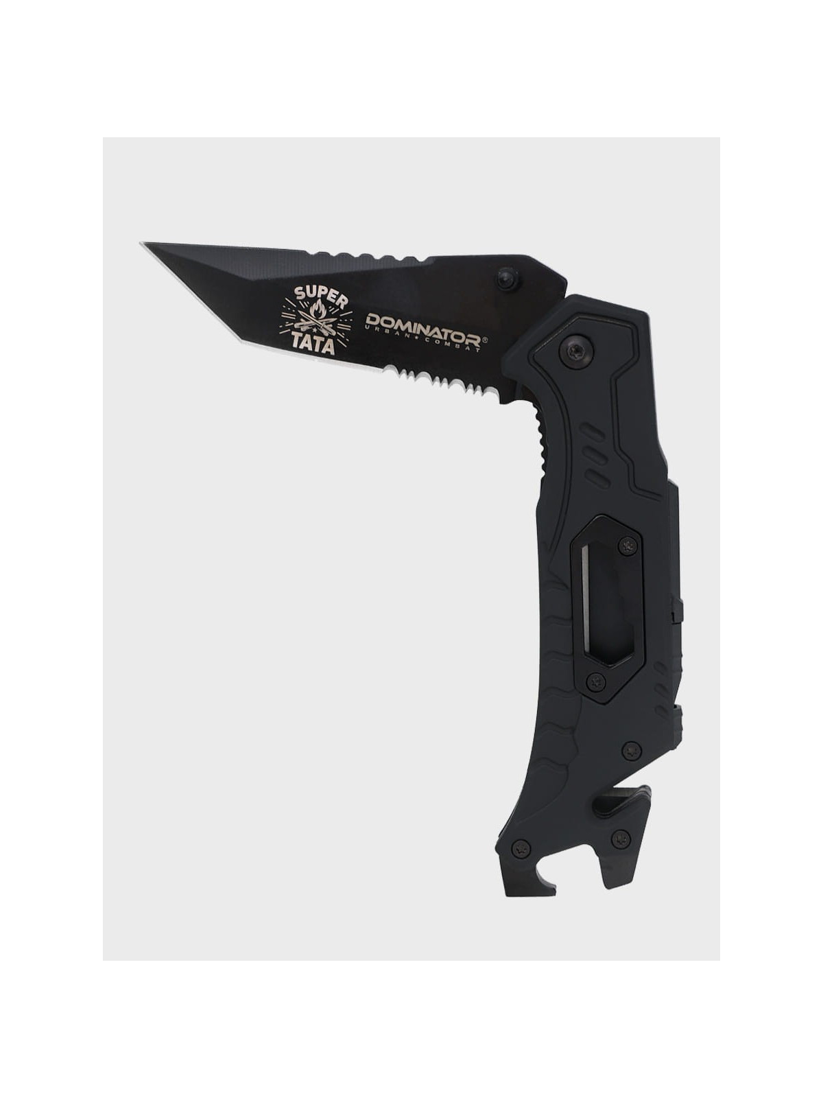 DOMINATOR URBAN COMBAT NÓŻ SKŁADANY TAKTYCZNY EDC Z KRZESIWEM GRAWER Ognisko SUPER TATA