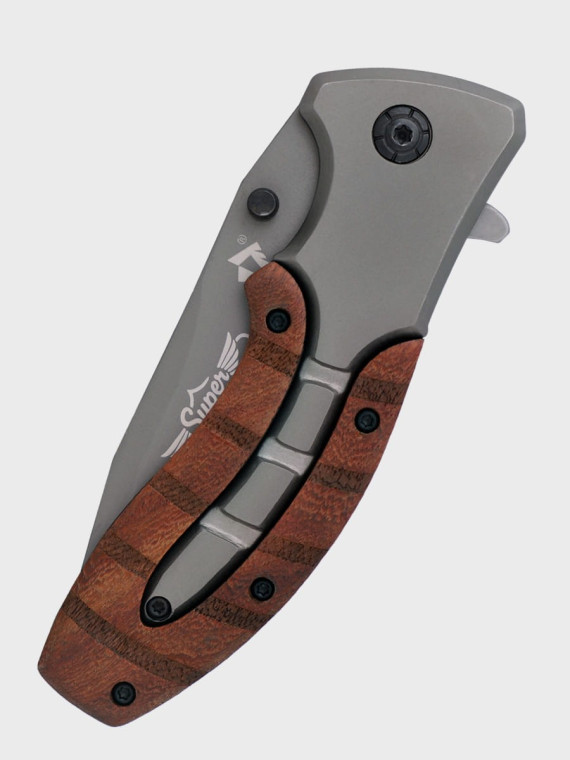 DOMINATOR URBAN COMBAT NÓŻ SKŁADANY SCYZORYK SPRĘŻYNOWY DREWNO GRAWER SUPER TATA