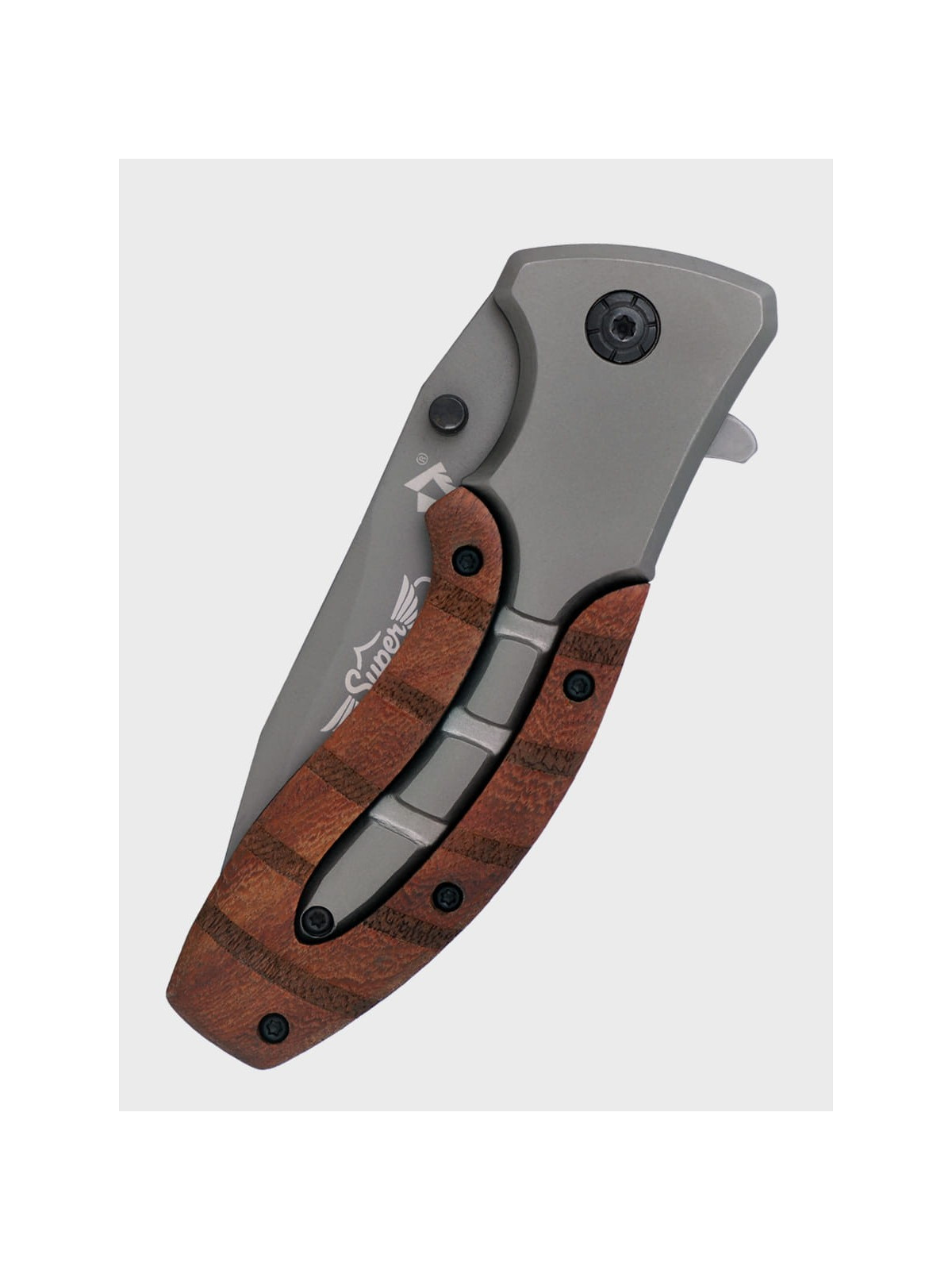 DOMINATOR URBAN COMBAT NÓŻ SKŁADANY SCYZORYK SPRĘŻYNOWY DREWNO GRAWER SUPER TATA