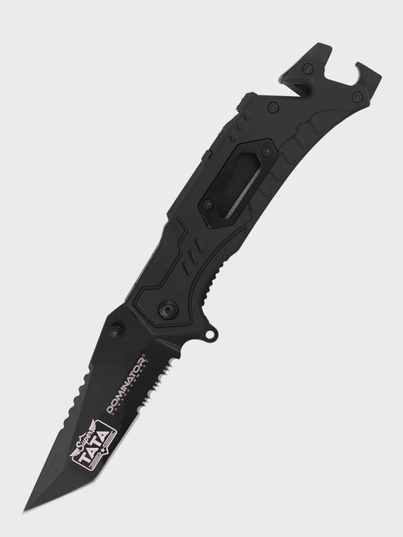 DOMINATOR URBAN COMBAT NÓŻ SKŁADANY TAKTYCZNY EDC Z KRZESIWEM GRAWER SUPER TATA