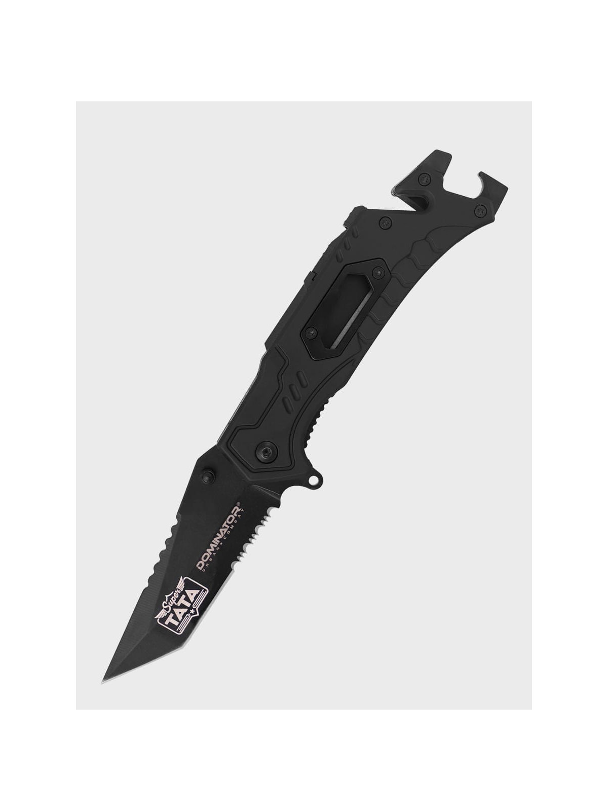 DOMINATOR URBAN COMBAT NÓŻ SKŁADANY TAKTYCZNY EDC Z KRZESIWEM GRAWER SUPER TATA