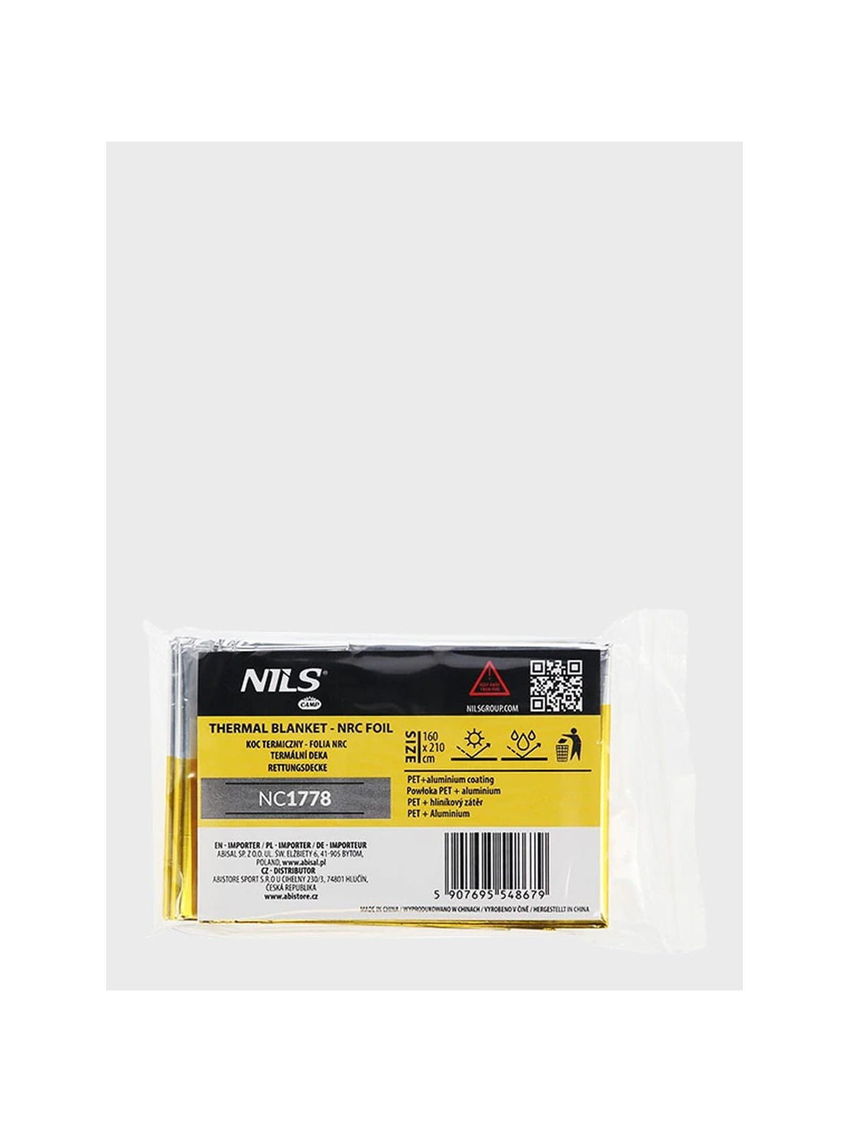 NILS CAMP Koc termiczny ratunkowy folia życia NRC 210x160 cm Złoty