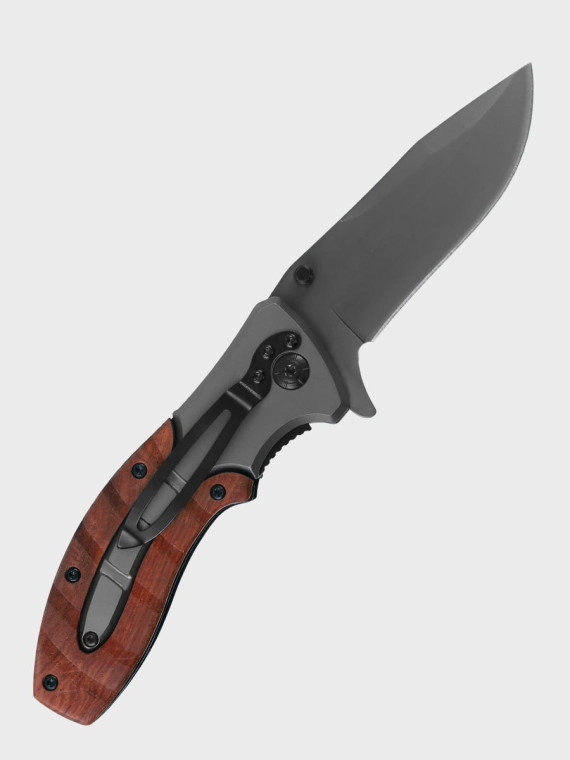 DOMINATOR URBAN COMBAT NÓŻ SKŁADANY SCYZORYK SPRĘŻYNOWY DREWNO