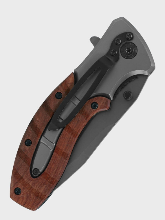 DOMINATOR URBAN COMBAT NÓŻ SKŁADANY SCYZORYK SPRĘŻYNOWY DREWNO