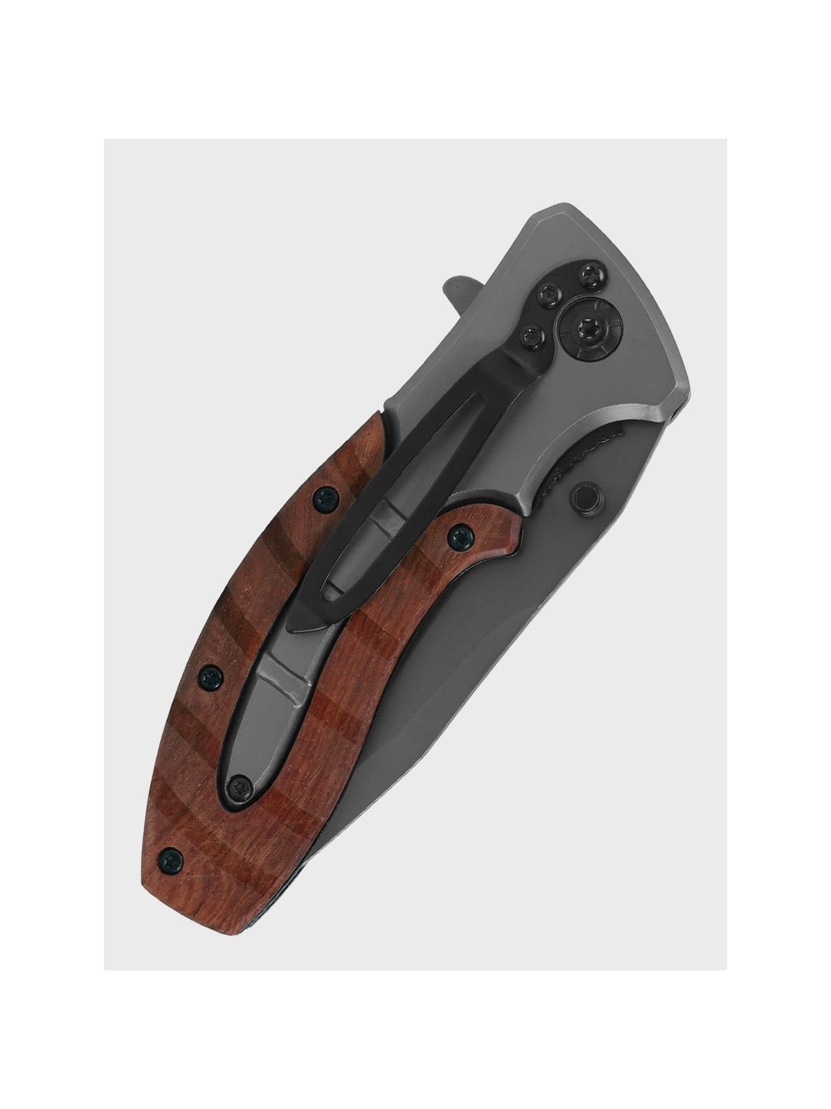 DOMINATOR URBAN COMBAT NÓŻ SKŁADANY SCYZORYK SPRĘŻYNOWY DREWNO