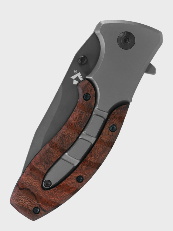 DOMINATOR URBAN COMBAT NÓŻ SKŁADANY SCYZORYK SPRĘŻYNOWY DREWNO
