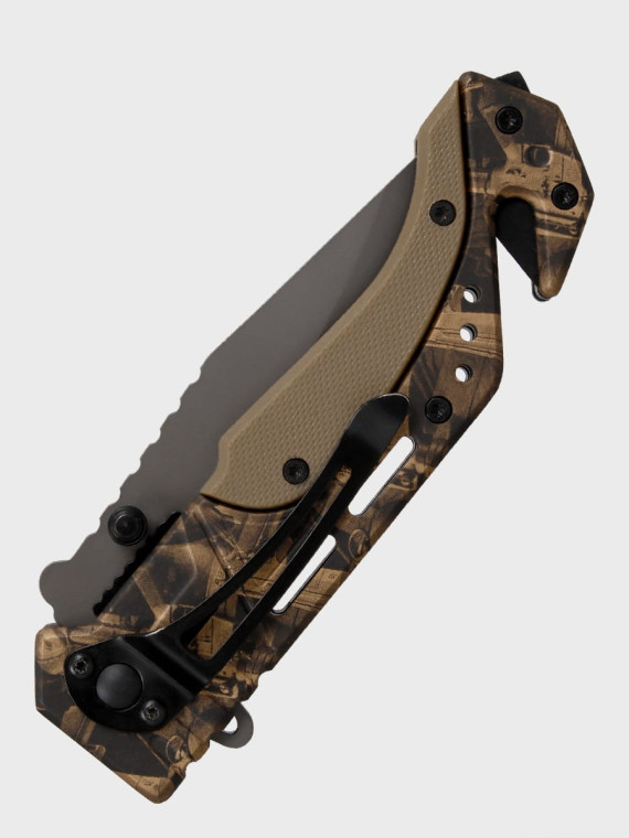 DOMINATOR URBAN COMBAT NÓŻ SKŁADANY SPRĘŻYNOWY RATOWNICZY TECH-GOLD