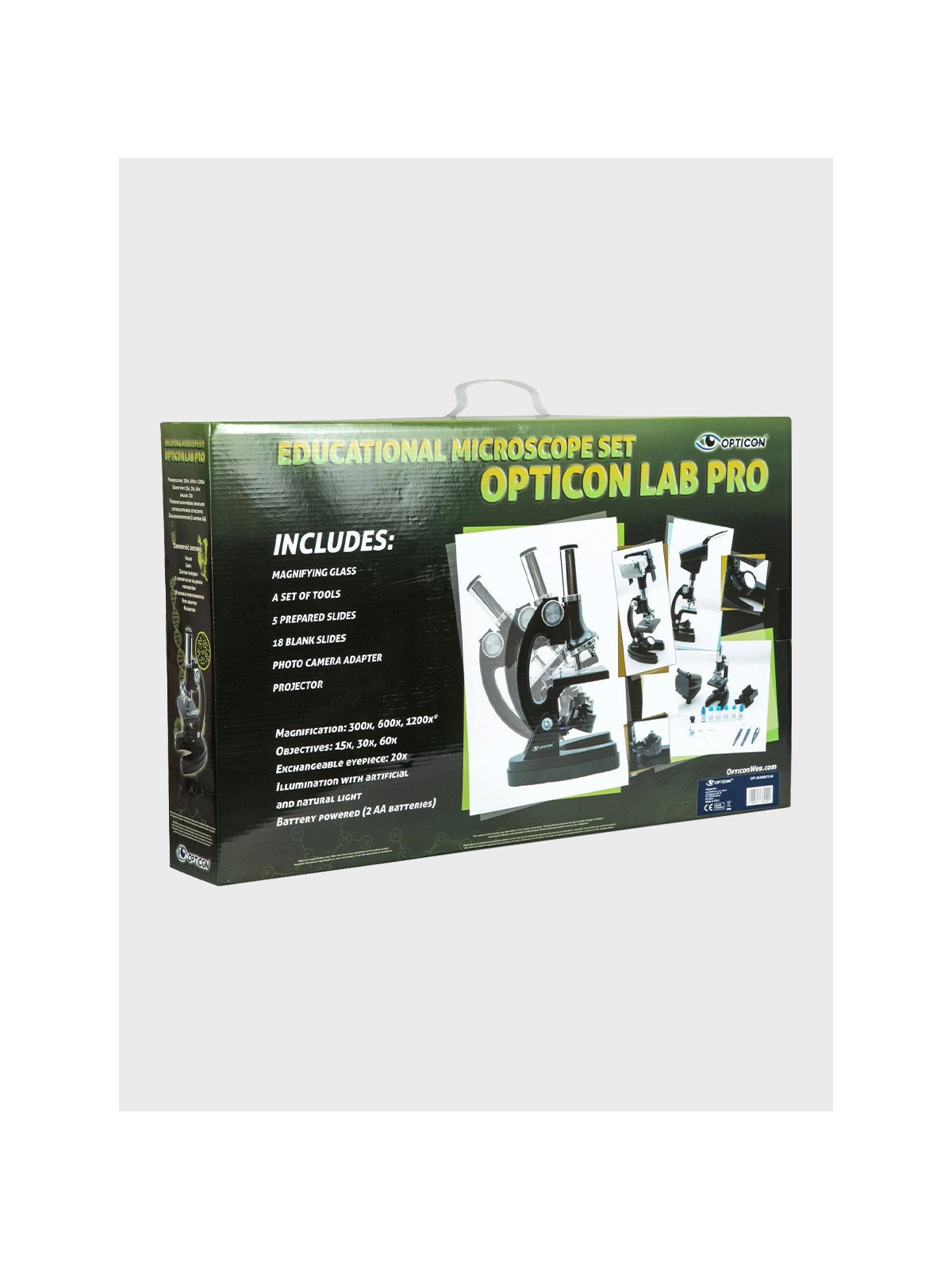OPTICON Mikroskop Optyczny Lab Pro 300-1200x z podwójnym oświetleniem