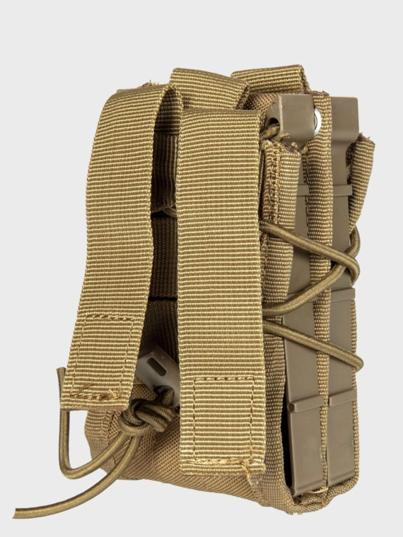 GFC TACTICAL Ładownica na 2 magazynki M4/M16, AK, Grot, Beryl typu Shingle molle tan