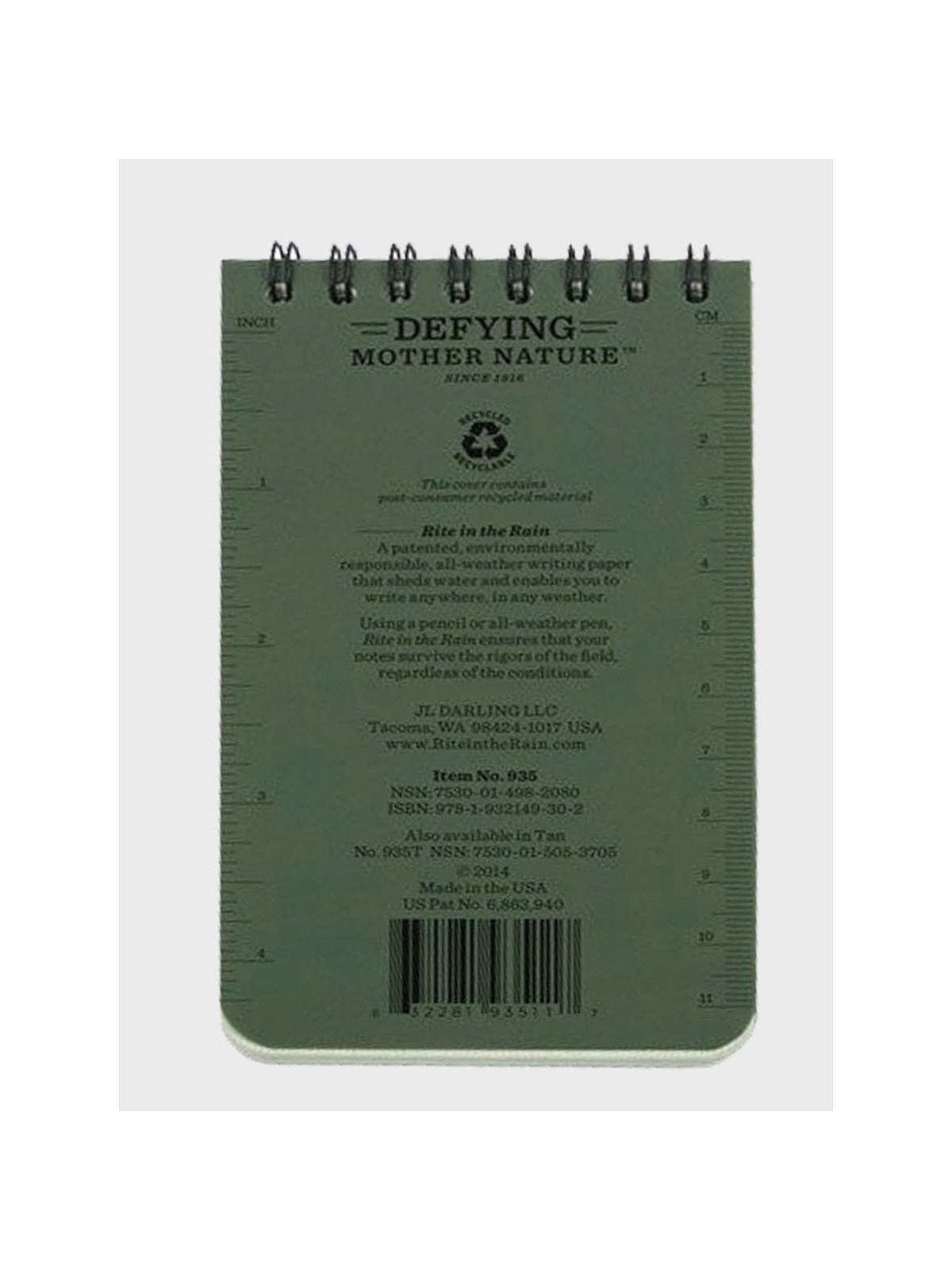 Rite in the Rain Notes wodoodporny 3x5 935 OLIWKOWY