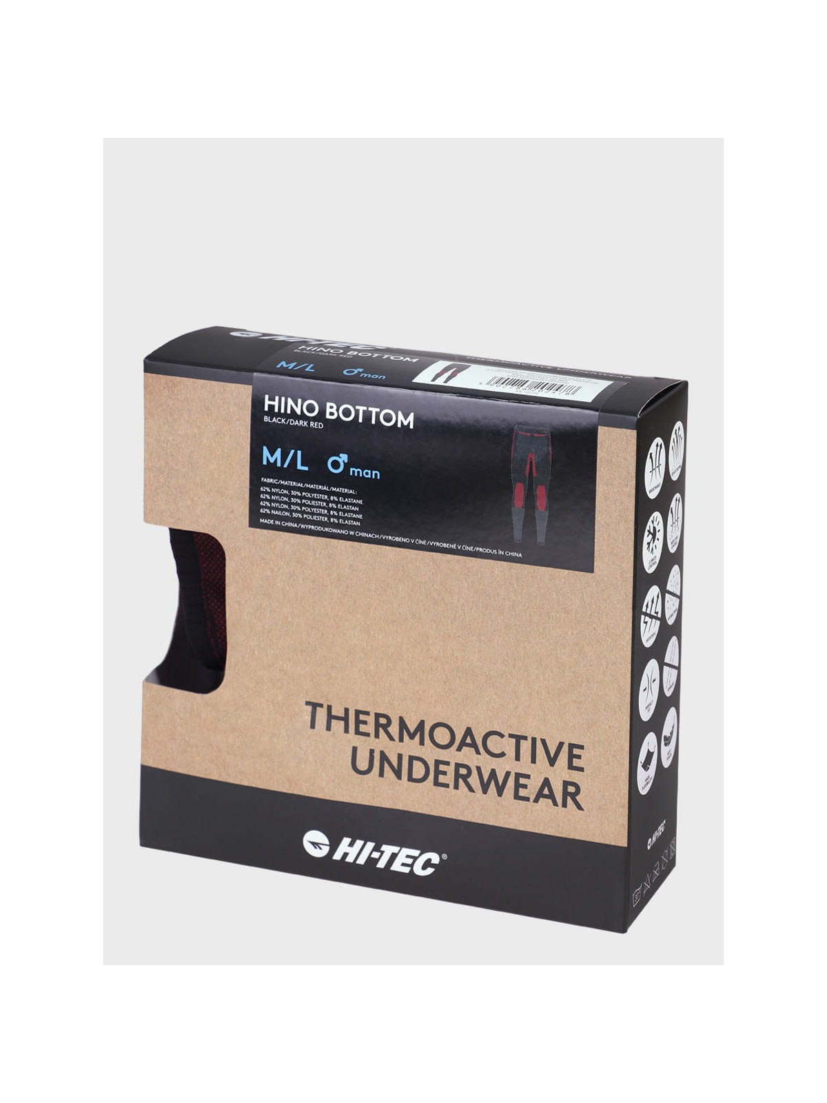 HI-TEC SPODNIE TERMOAKTYWNE HINO CZARNO-CZERWONE XL/XXL