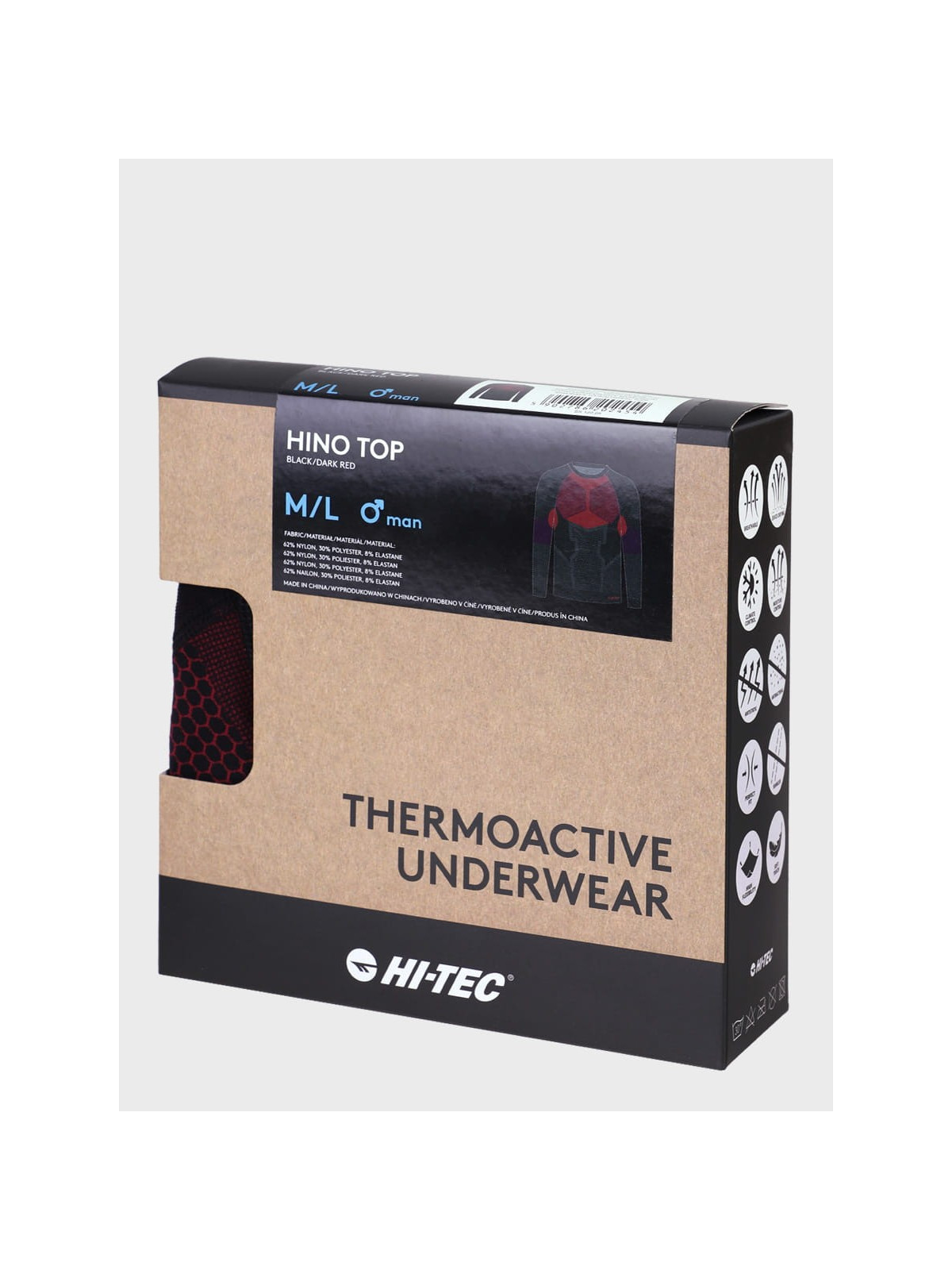 HI-TEC BLUZA TERMOAKTYWNA HINO CZARNO-CZERWONA XL/XXL