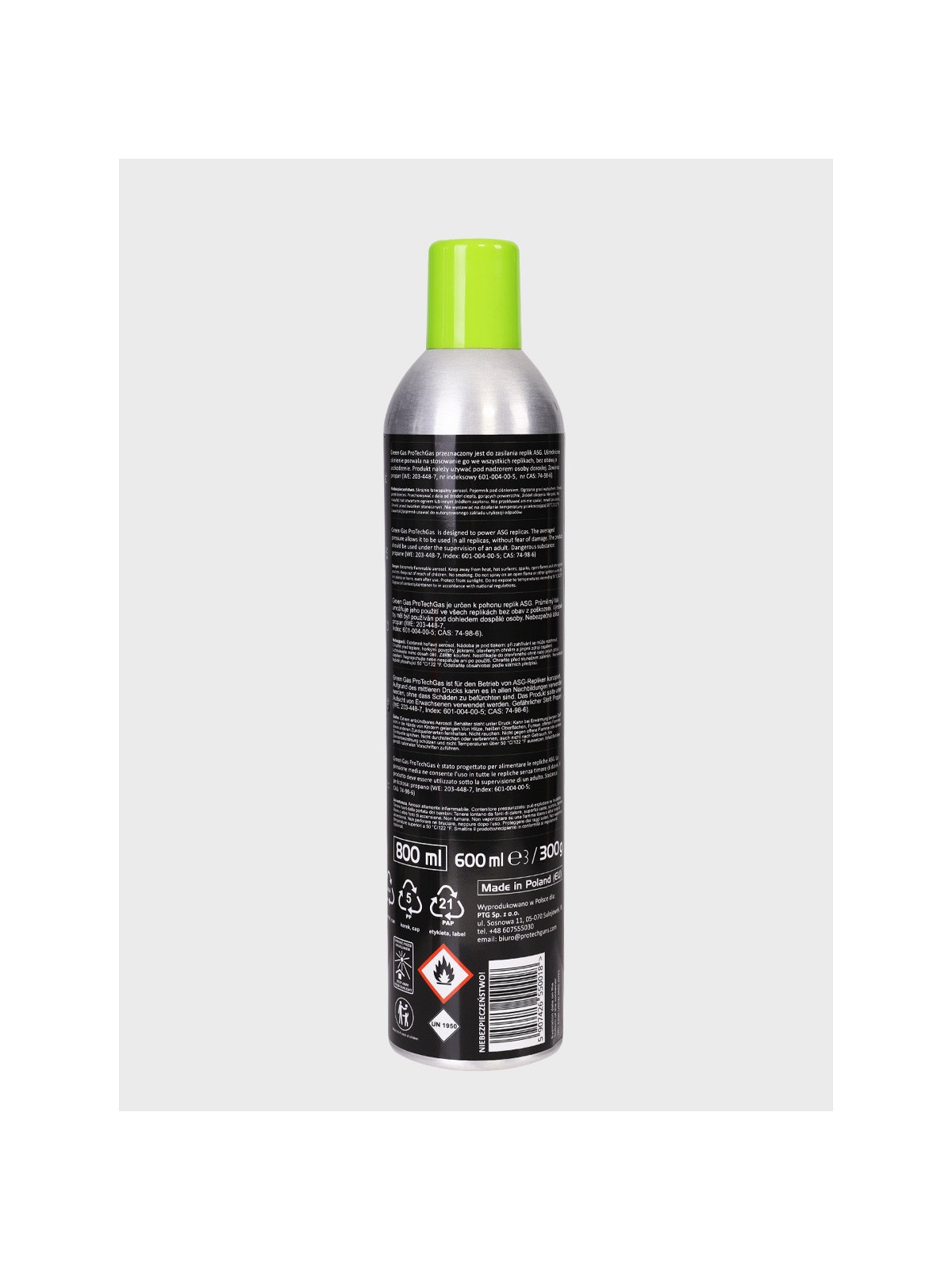 ProTechGuns GAZ DO ZASILANIA REPLIK ASG AIRSOFT GREEN GAS Z SILIKONEM 600/800ml