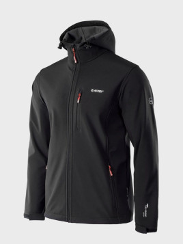 HI-TEC KURTKA MĘSKA SOFTSHELL CAEN CZARNA Z ELEMENTAMI POMARAŃCZOWYMI XXL