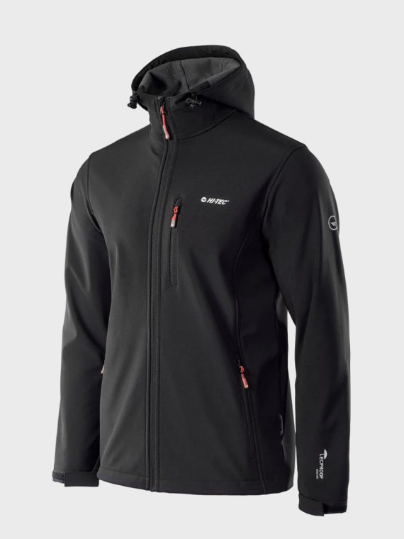 HI-TEC KURTKA MĘSKA SOFTSHELL CAEN CZARNA Z ELEMENTAMI POMARAŃCZOWYMI XXL