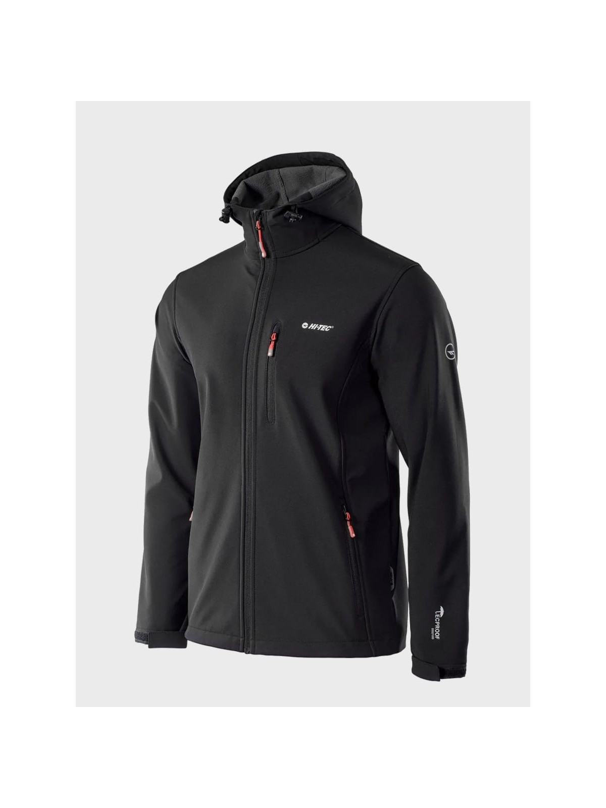 HI-TEC KURTKA MĘSKA SOFTSHELL CAEN CZARNA Z ELEMENTAMI POMARAŃCZOWYMI XXL