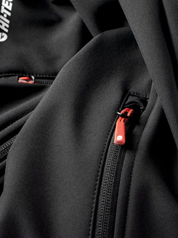 HI-TEC KURTKA MĘSKA SOFTSHELL CAEN CZARNA Z ELEMENTAMI POMARAŃCZOWYMI XXL