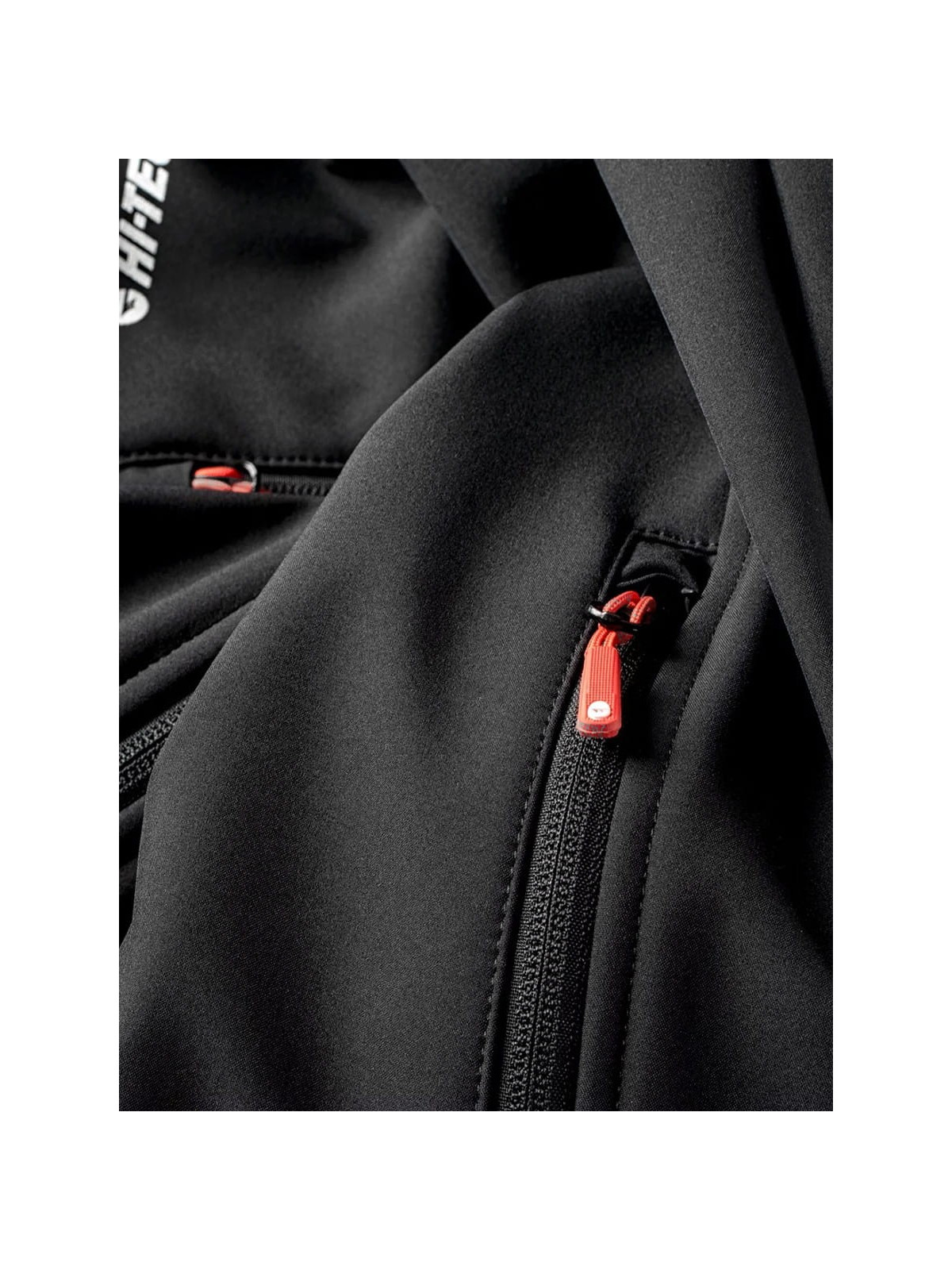 HI-TEC KURTKA MĘSKA SOFTSHELL CAEN CZARNA Z ELEMENTAMI POMARAŃCZOWYMI XXL