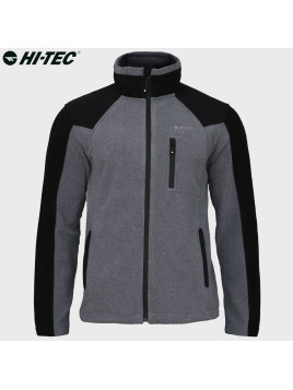HI-TEC Bluza męska polarowa rozpinana Monar szaro-czarna 3XL