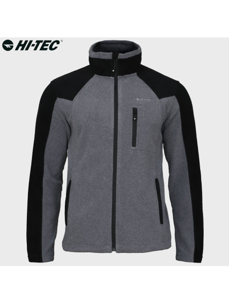 HI-TEC Bluza męska polarowa rozpinana Monar szaro-czarna 3XL