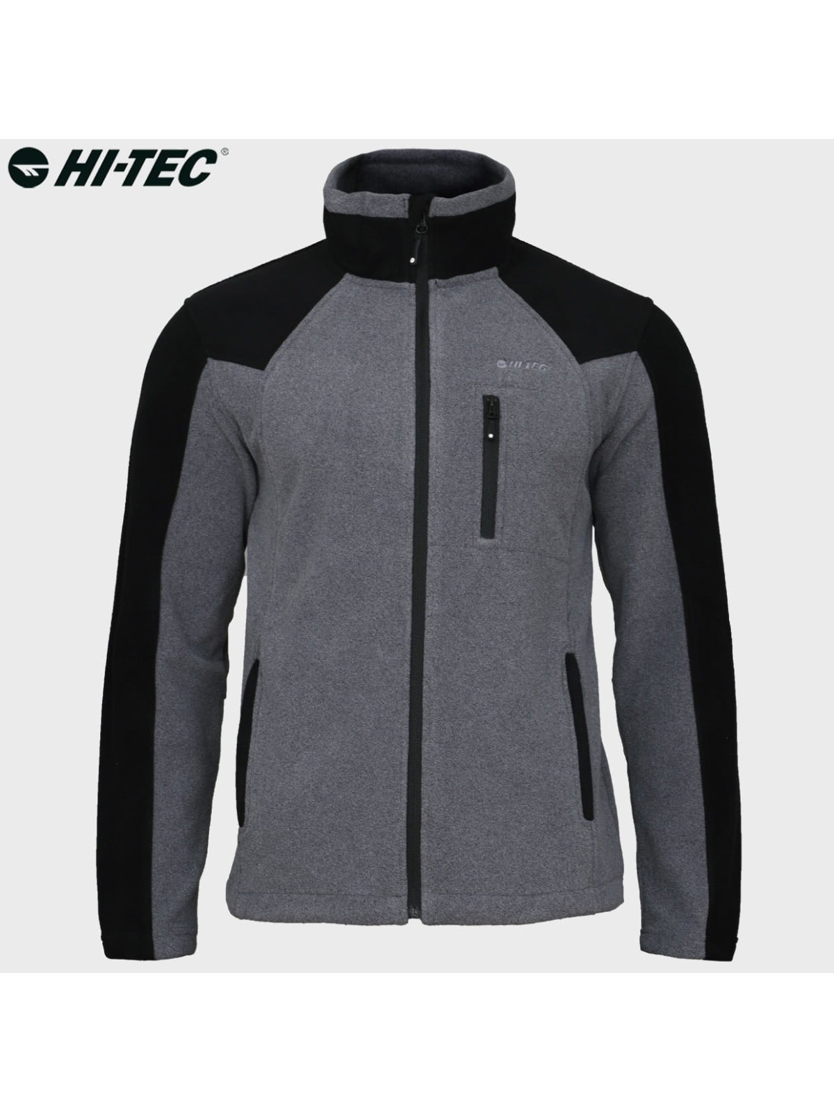 HI-TEC Bluza męska polarowa rozpinana Monar szaro-czarna 3XL