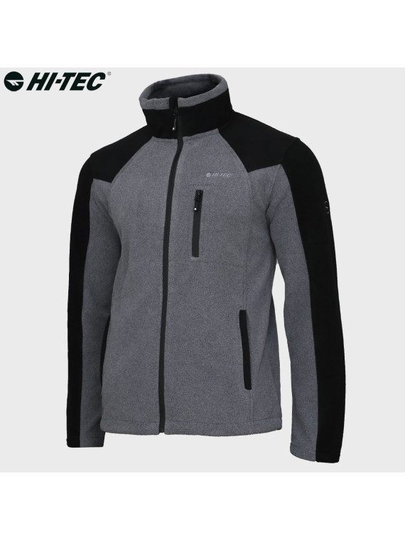 HI-TEC Bluza męska polarowa rozpinana Monar szaro-czarna 3XL